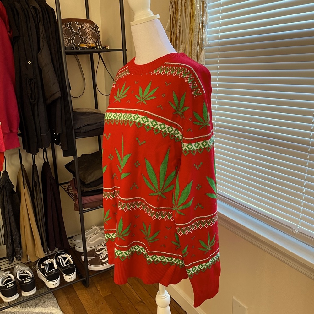 Pot Leaf Christmas Sweater Brand New
